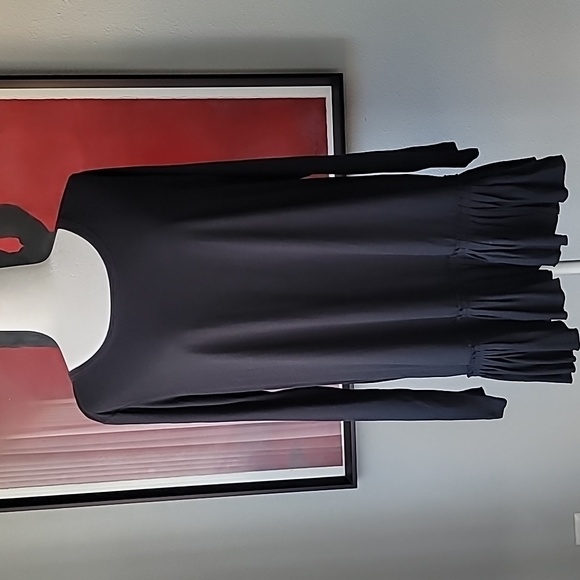 LOGO by Lori Goldstein Tops - LOGO by Lori Goldstein Pleated Ruffle Hem Top, Size 1X, Color Black